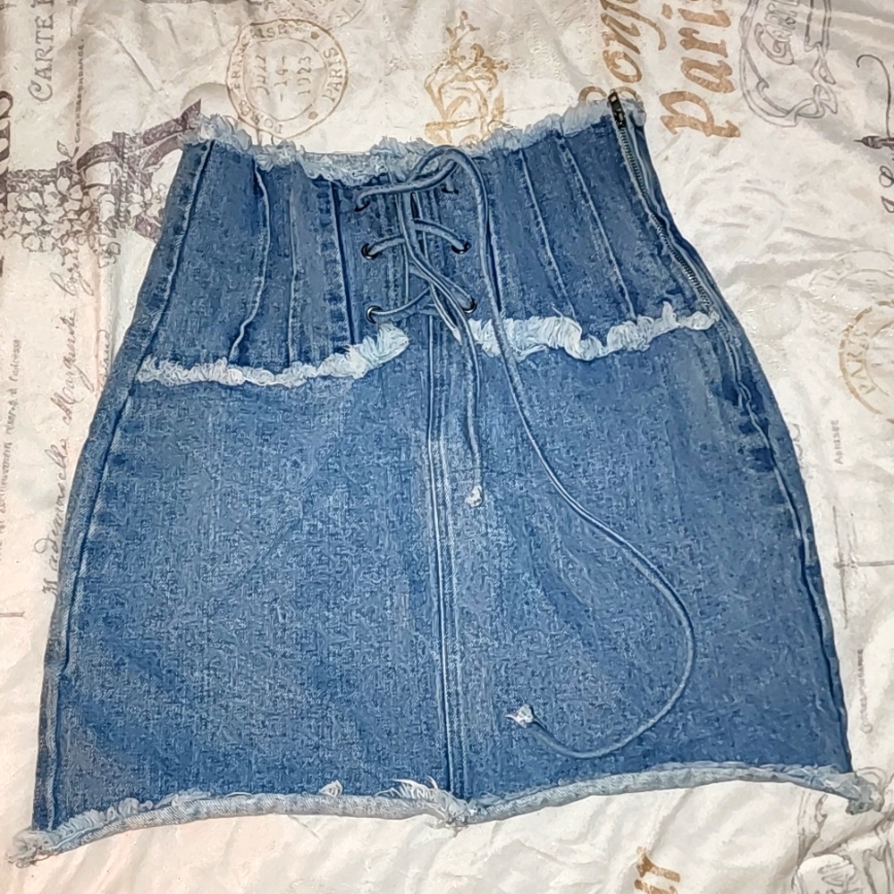 DENIM CORSET SKIRT